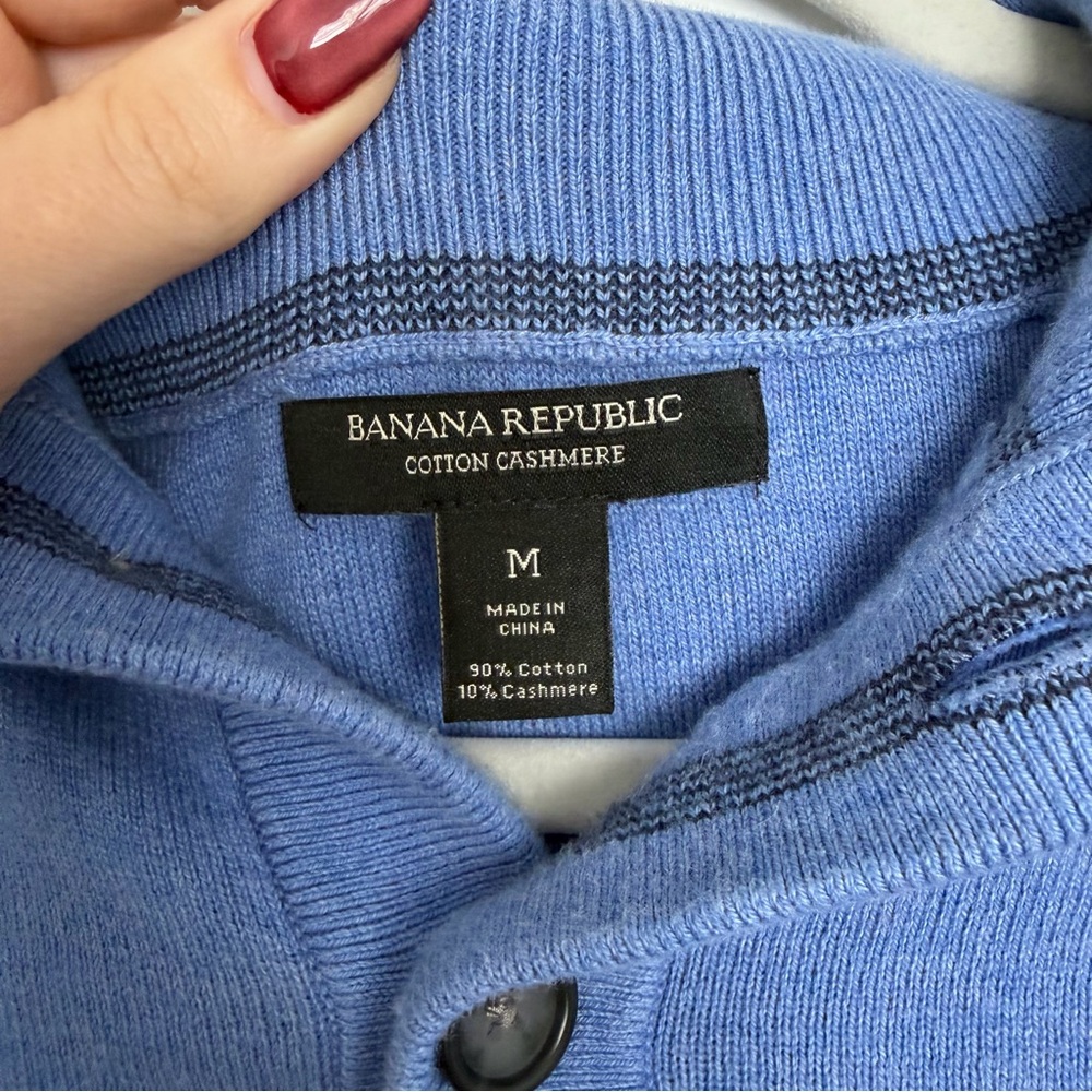 Banana Republic Men's Cotton Cashmere Sweater Blue - Picture 4 of 7